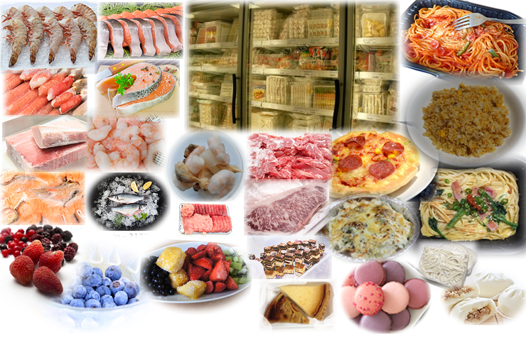 冷凍食品（農産素材品、畜産加工品、魚介類、デザート類）
